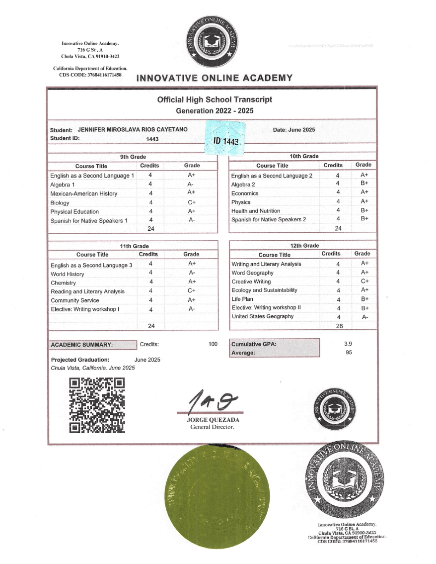 Academic Transcript · USA